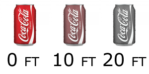 Coke can at different depths