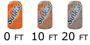 A sunkist can at different depths